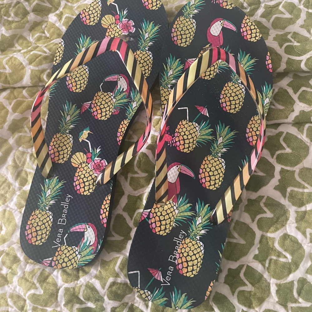 Vera Bradley brand new flip flops size 7-8 pineapples